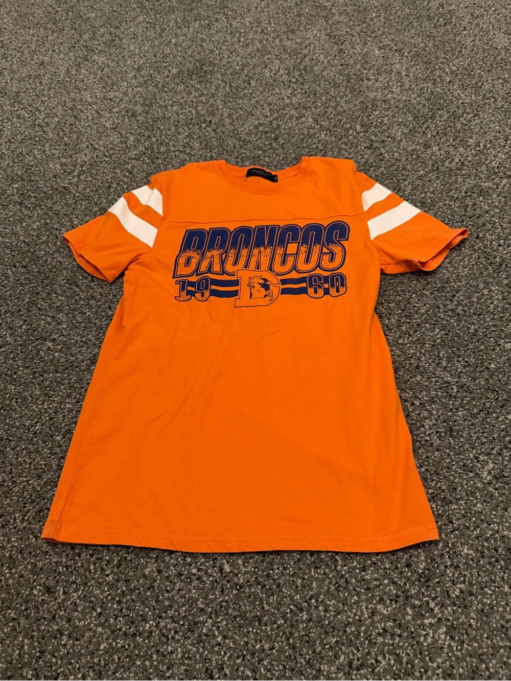 Junk Food Clothing Orange Broncos Tee with White Sleeve Stripes - Kids